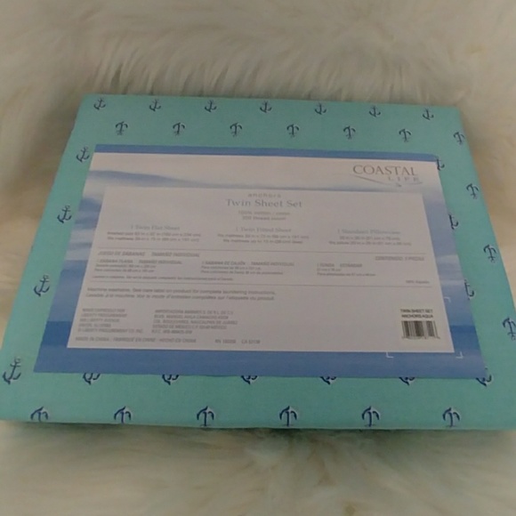 Coastal Life Aqua Twin Anchor Sheet Set - Picture 7 of 8